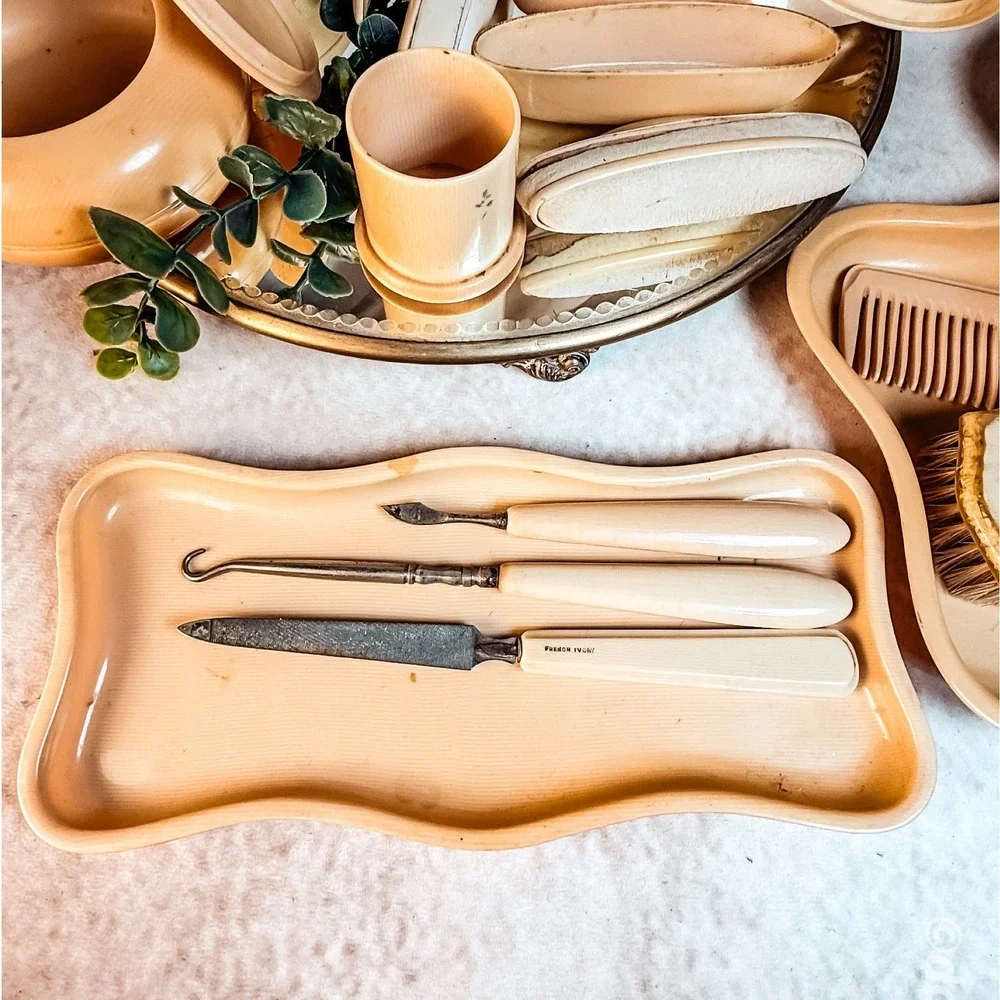 French Ivory Vintage Vanity Set